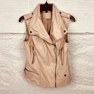 CHELSEA & VIOLET pale pastel pink faux vegan leather moto vest size XS